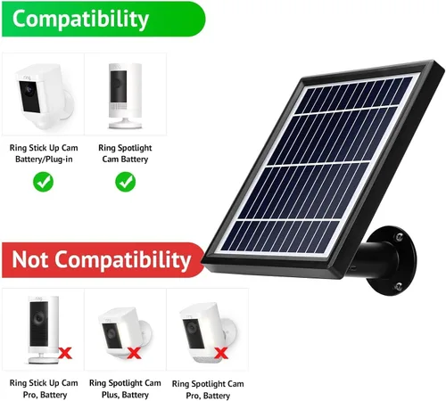 Vista 3 de OLAIKE Panel solar para batería Ring Stick Up Cam y enchufe, cable impermeable de 12 pies, fuente de alimentación continua, no necesita reemplazo