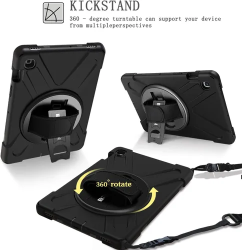 Vista 4 de BRAECN Funda para Samsung Galaxy Tab S5e de 10.5 pulgadas 2019, resistente a prueba de golpes con soporte giratorio 360/correa de mano y correa