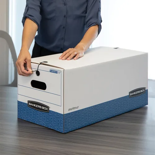 Vista 4 de Bankers Box StorFile Cajas, Carta, 500 Lb, 12"x24"x10," 12CT, color blanco, se vende como 1 caja de cartón, Fel 00704