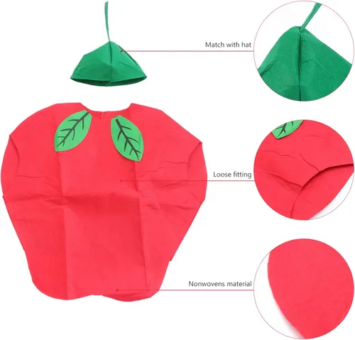Vista 8 de Kesyoo - Disfraz de frutas y verduras para niños, para fiestas de disfraces, sandía, fresa, manzana, para niñas y niños