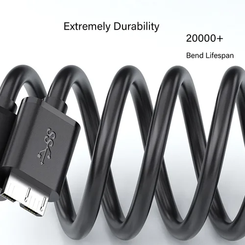 Vista 4 de Pocxwa - Cable de disco duro micro USB 3.0, tipo A macho a cable micro B de 3.3 pies Sincronización de datos de alta velocidad de 5 Gbps
