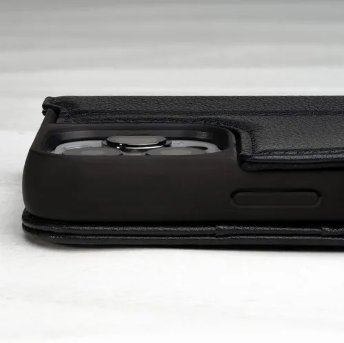 Vista 5 de TORRO Funda de cuero compatible con iPhone 14 Pro Max - Funda de piel auténtica tipo cartera con tarjetero y función atril (negro)