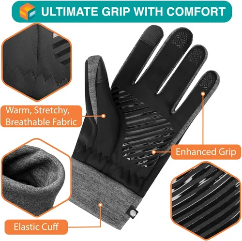 Vista 3 de SUN CUBE Guantes de invierno para hombres y mujeres, guantes térmicos para pantalla táctil, calentadores de manos, antiagarre, antideslizantes
