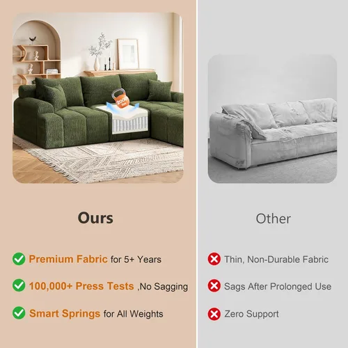 Vista 8 de Vipbear 120" Oversized Modular Sectional Sofa, Boneless Couch for Living Room, L Shape Deep Seat Sofa with Ottoman, Throw Pillows, Comfy Chenille