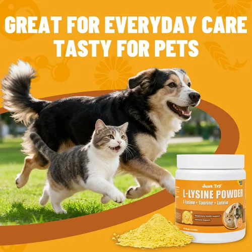 Vista 7 de Just Try Polvo de L-lisina con taurina para gatos, lisina, apoyo inmunológico para perros, suplemento de lisina, suministros de salud para gatos, 7