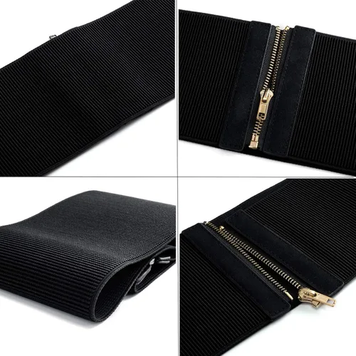 Vista 6 de CHIC DIARY Cinturón elástico ancho para mujer para vestido de mujer, cinturón elástico vintage con cremallera