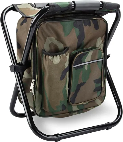 Vista 43 de Kikerike Silla enfriadora de taburetes tipo mochila resistente de 200 libras de carga máxima, portátil, ligera, plegable, para pesca, camping, caza