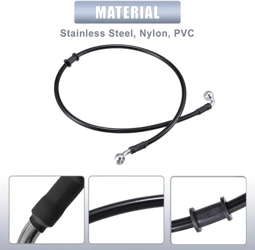 Vista 5 de X AUTOHAUX 31.5 in AN3 M10 Línea de freno hidráulico para coche, manguera de aceite, 28 ° 90 ° acero inoxidable para coche, motocicleta, motocross