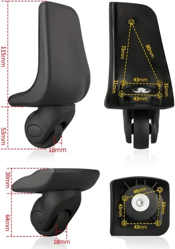 Vista 3 de FSFY Par Ruedas Traseras Maleta Reemplazo Maleta Rueda Giratoria 360 Spinner W001