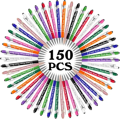 Vista 90 de Bolígrafos personalizados a granel grabados personalizados con punta de lápiz capacitivo, bolígrafos personalizados de tinta negra, regalos