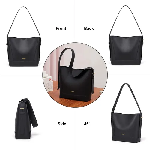 Vista 4 de Cnoles Bolso de mano de cuero para mujer, bolso de mano, bolso de hombro Hobo