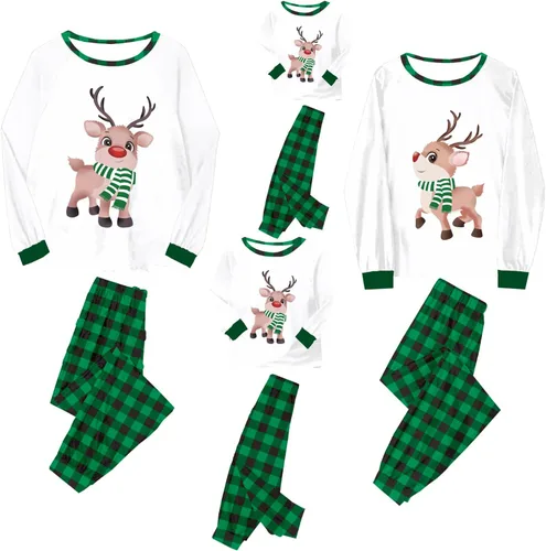 Vista 3 de Pijamas de Navidad para la familia, conjunto de pijamas de Navidad a juego para la familia, pijamas de Navidad para la familia, ropa de dormir 2023