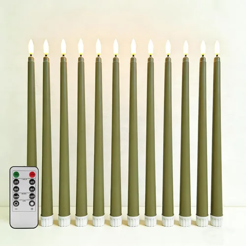 Vista 10 de Velas cónicas sin llama negras con control remoto, velas LED parpadeantes que funcionan con pilas, juego de 6