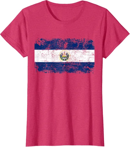 Vista 8 de EL SALVADOR Bandera Vintage Hombres Mujeres Niños Camiseta EL SALVADOR