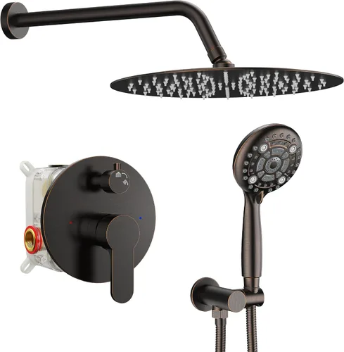 Vista 26 de SR SUN RISE Grifo de ducha – Sistema de cabezal de ducha multifuncional de alta presión de 10 pulgadas con accesorios de cabezal de ducha de mano