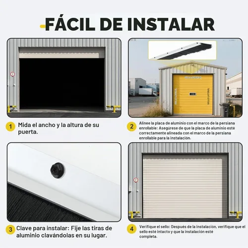 Vista 5 de DoubleFill Sello de cepillo de garaje enrollable de 3 pulgadas para la parte superior, sello de cepillo de nailon resistente de 16 pies de largo