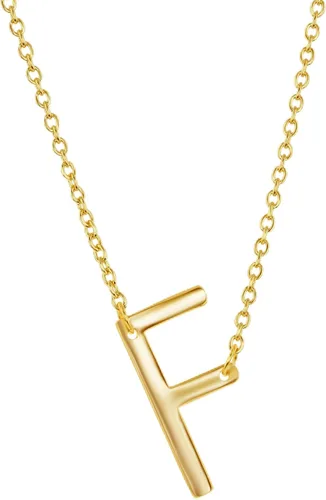 Vista 52 de Dainty Sideways Initial Necklace for Women – Sterling Silver or 14K Gold Plated 20mm Alphabet Letter Pendant