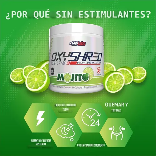 Vista 4 de EHP Labs OxyShred Polvo Pre Entreno Sin Estimulantes - Pre Entreno Sin Estimulación, Pre Entreno Sin Cafeína para Hombres y Mujeres - Pre Entreno