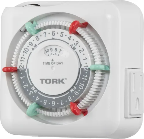 Vista 3 de NSi Industries TORK RTN312 temporizador mecánico de enchufe para interiores, resistente, de 15 A, con programación de 24 horas – con interruptores
