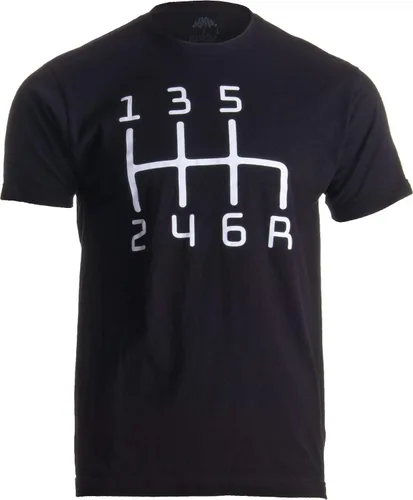 Vista 2 de Patrón de cambio de transmisión manual de 6 velocidades Car Buff Guy Mechanic Racing T-Shirt