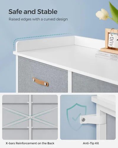 Vista 7 de SONGMICS Cómoda para niños con 6 cajones, cómoda para niños y niñas, con superficie resistente al agua, armario organizador de almacenamiento