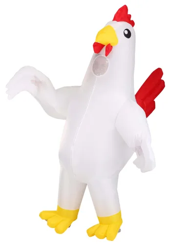 Vista 3 de Disfraz Inflable de Pollo para Adulto Multicolor