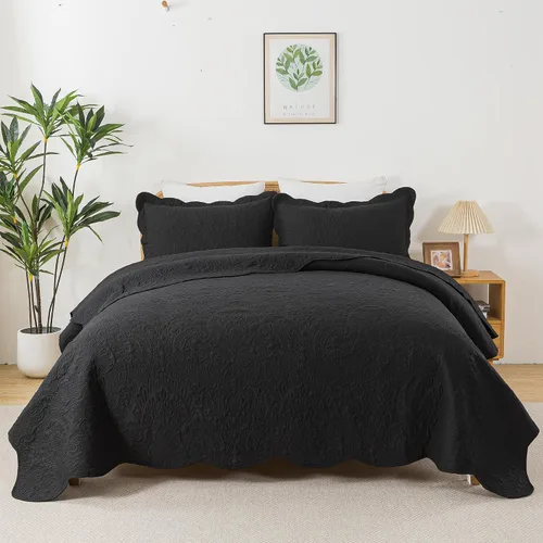 Vista 35 de HoneiLife Juego de ropa de cama tamaño Queen, juego de edredón de microfibra para cama Queen, colchas ligeras de 3 piezas, edredones reversibles