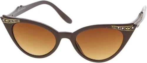 Vista 3 de Gafas de sol de ojo de gato con diamantes de imitación retro adornadas con lente ovalada, 2.008in