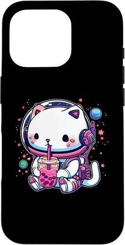 Vista 20 de iPhone 16 Kawaii Cat Bubble Boba Tea In Space Astronaut Anime Girls Case