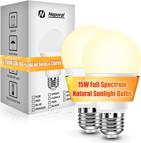 Vista 15 de Neporal - Foco de luz de espectro completo de 15 W, focos de luz solar natural sin UV de 2700 K, foco LED de 15 W equivalente a 100 W, CRI 90+, sin