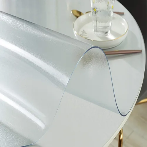 Vista 5 de 0.079 in PVC redondo mate transparente protector de mantel, resistente al agua, a prueba de aceite, antiescaldamiento para mesa de comedor de café