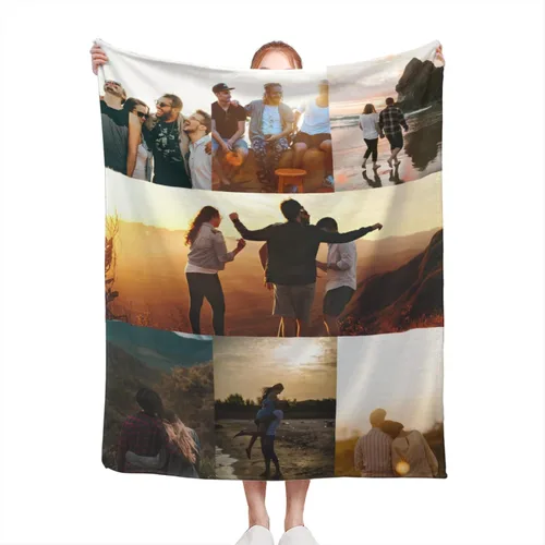 Vista 9 de Manta personalizada con fotos, manta personalizada de franela de collage de fotos, regalo personalizado para mascotas, amigos, parejas, cumpleaños