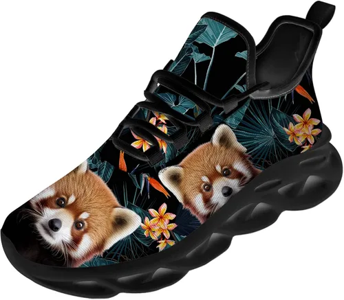 Vista 2 de Zapatos de panda rojo para mujeres y hombres, para correr, atletismo, caminar, tenis, tenis ligeros, zapatos de animales, regalos para él y ella