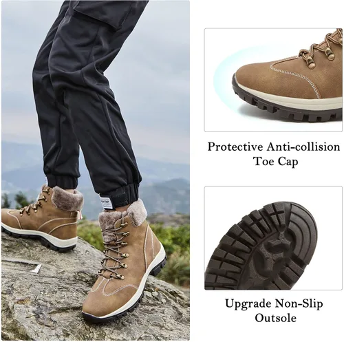 Vista 3 de Botas impermeables para el trabajo de senderismo para mujer botas tácticas de senderismo para la nieve de invierno botas de senderismo