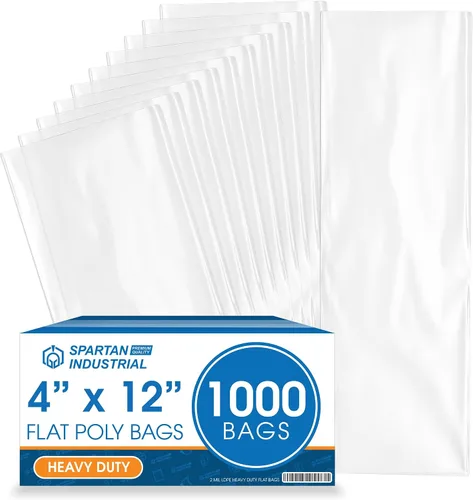Vista 8 de Bolsas de polietileno planas de extremo abierto de 3 x 12 pulgadas (1000 unidades) – Bolsas de plástico transparentes termosellables de 2 mil