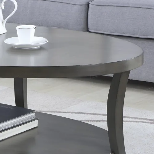 Vista 3 de Roundhill Furniture Juego de mesa de centro ovalada Perth contemporánea, color gris