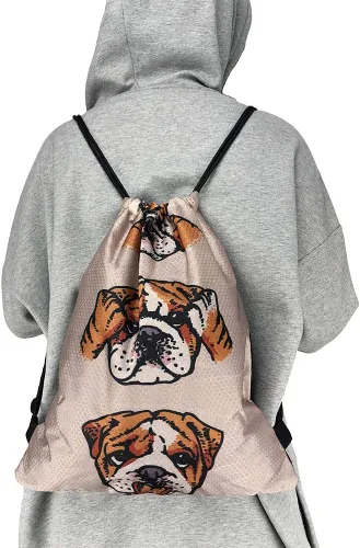 Vista 3 de HIFUN English Bulldog - Mochila unisex para gimnasio viaje con cordón