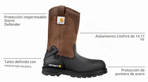 Vista 8 de Carhartt - Bota de trabajo impermeable Wellington con puntera suave de 11 pulgadas para hombre Heritage