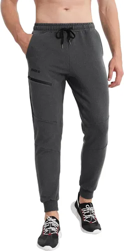 Vista 8 de BROKIG Men's Joggers Tapered Athletic Pants Double Zipper Pockets Slim Fit Workout Sweat Pants Casual Gym Running Bottom