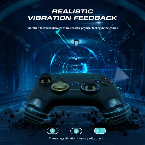 Vista 5 de PC Wireless Controller, Bluetooth Gaming Controllers for Windows, Steam, Laptop, Tablet, iPad, Switch, and Smart TV, with Dual Vibration, 6-Axis