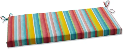 Vista 10 de Pillow Perfect Cojín de banco para sofá de interior/exterior con lazos, resistente a la intemperie y a la decoloración, 18 x 45 pulgadas, rayas