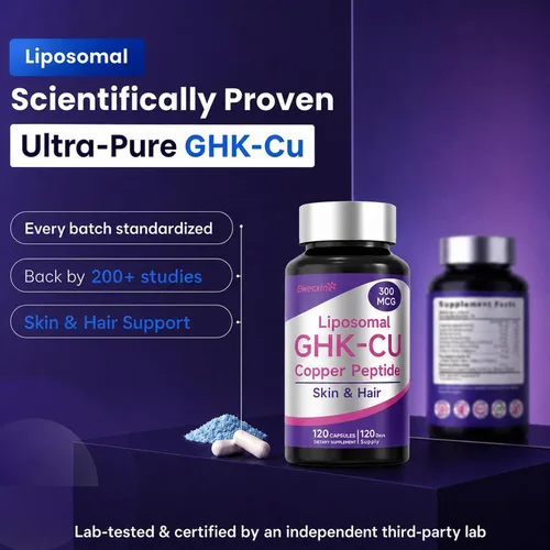 Vista 10 de GHK-Cu Suplemento de péptido de cobre para mujeres, 300mcg, 120 cápsulas