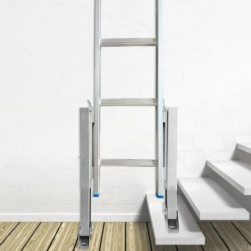 Vista 8 de Par de niveladores de escalera para escalera extensible, nivelador de suelo de pata de escalera extensible ajustable, con poste de acero