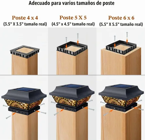 Vista 6 de DenicMic Luces solares para postes de metal impermeables para exteriores Negro
