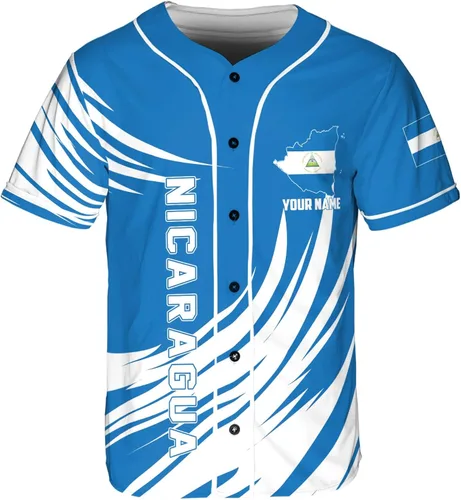 Vista 3 de Leprints - Camiseta de béisbol nicaragua personalizada con nombre de camiseta de béisbol nicaragüense para hombres y mujeres