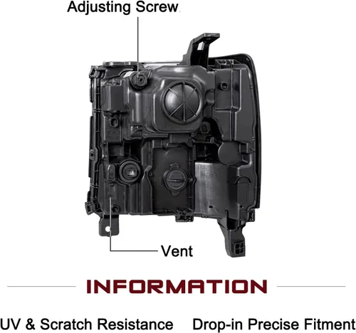 Vista 3 de JSBOYAT HID/Xenon para Chevy Silverado 1500 2016-2019 Conjunto de Faros Delanteros de Repuesto Proyector LED DRL Estilo OE de Fábrica Par Juego