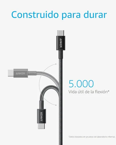 Vista 5 de Anker Cable USB C a USB C, paquete de 2 cables de carga tipo C de 100 W, carga rápida para iPhone 17 Series, MacBook Pro 2020, Pixel y más