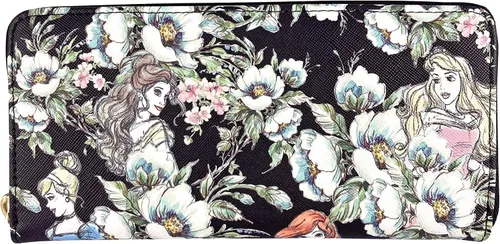 Vista 2 de Loungefly Cartera con cremallera floral de princesas Disney