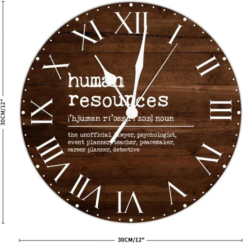 Vista 2 de ArogGeld Definición de recursos humanos, reloj de PVC, frases motivacionales, sin marco, números romanos, significado de 12 pulgadas, silencioso