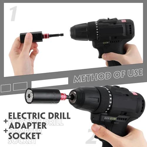 Vista 6 de Juego de extensión de broca flexible de 32 piezas, incluye accesorio de taladro de ángulo recto de 105°, adaptador de enchufe hexagonal de 1/4, 3/8